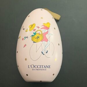 L'OCCITANE Pink Floral Bicycle Gift Tin with Gold Dots